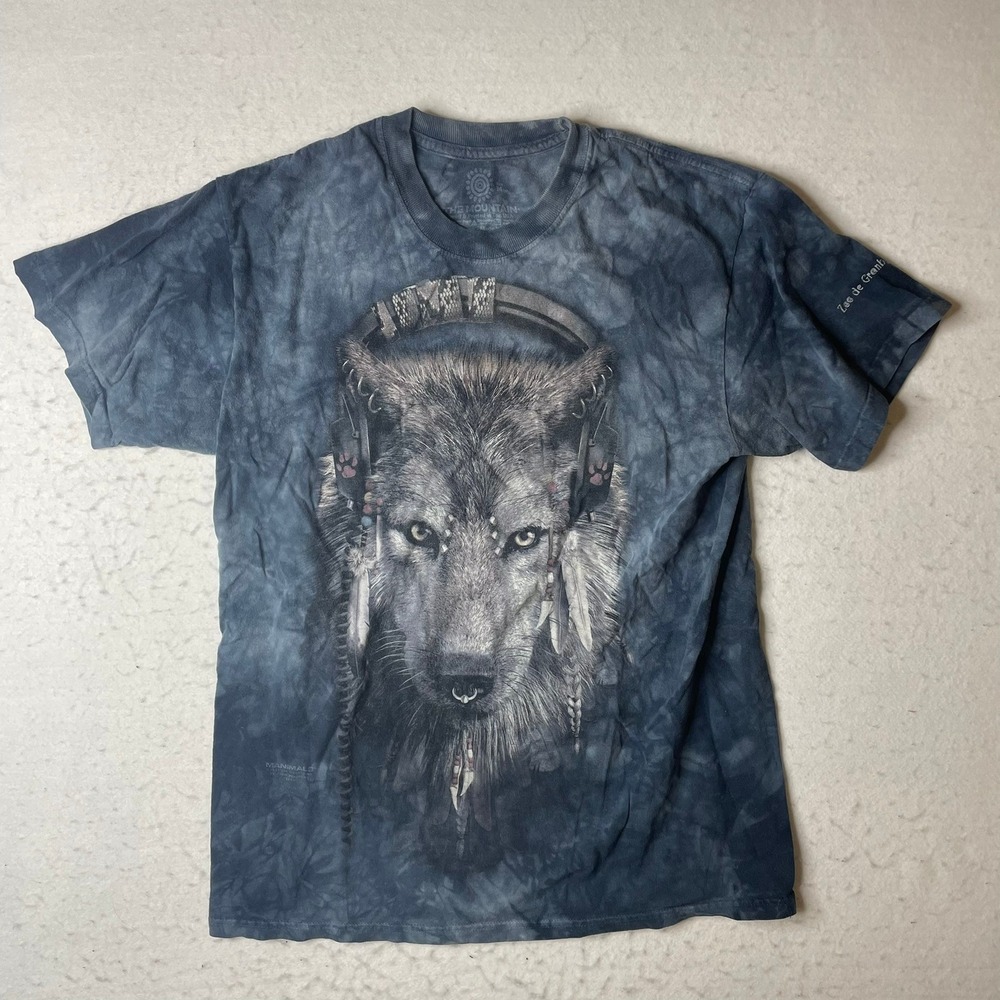 The Mountain Wolf Headphones Tie Dye T Shirt Adult Medium Granby‎ Zoo